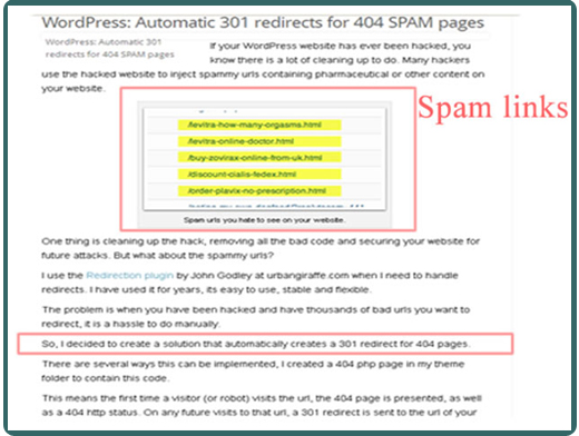 Example of 301 redirect spam